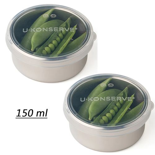 美國優康 U-Konserve - 不鏽鋼圓形保鮮盒兩件組 150ml-透明-冷凍盒/便當盒/儲存盒-通過 LFGB 食品安全等級認證 / CPSIA 檢驗