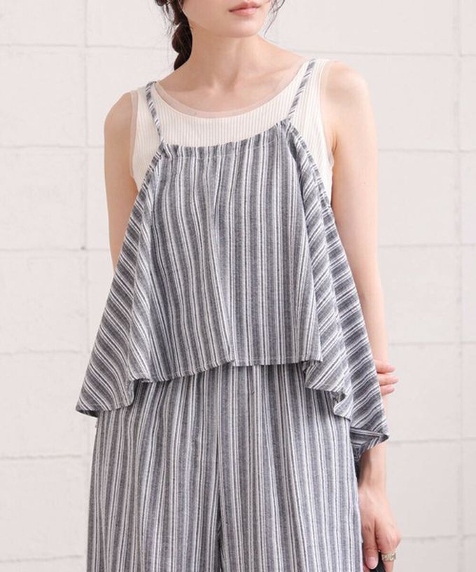 日本 Bab - 簡潔舒適混棉細肩帶長褲套裝-素面-經典黑 (M)