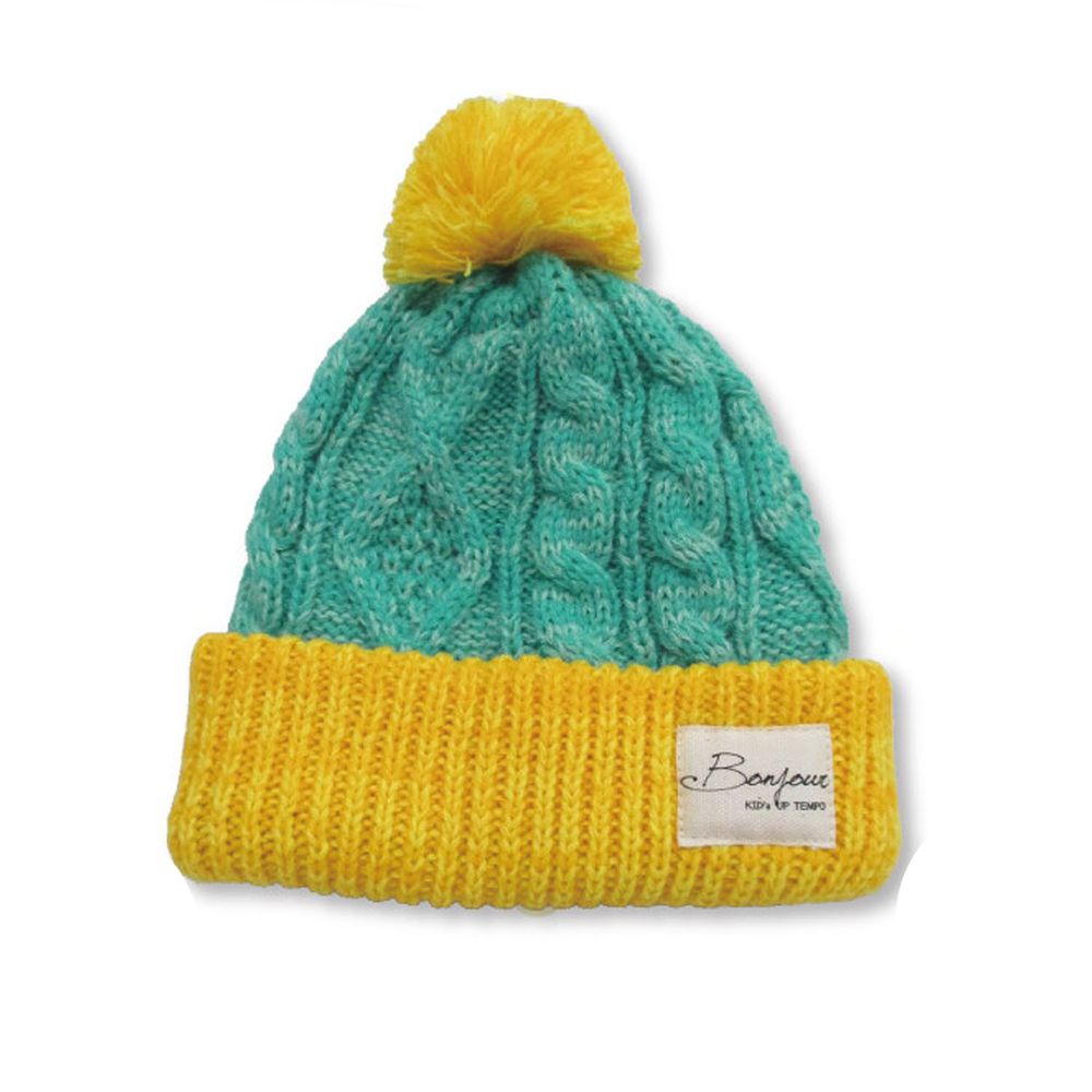 日本 jou jou lier - (兒童)毛球針織毛帽-50 黃綠 (52-54cm(約3-6y))