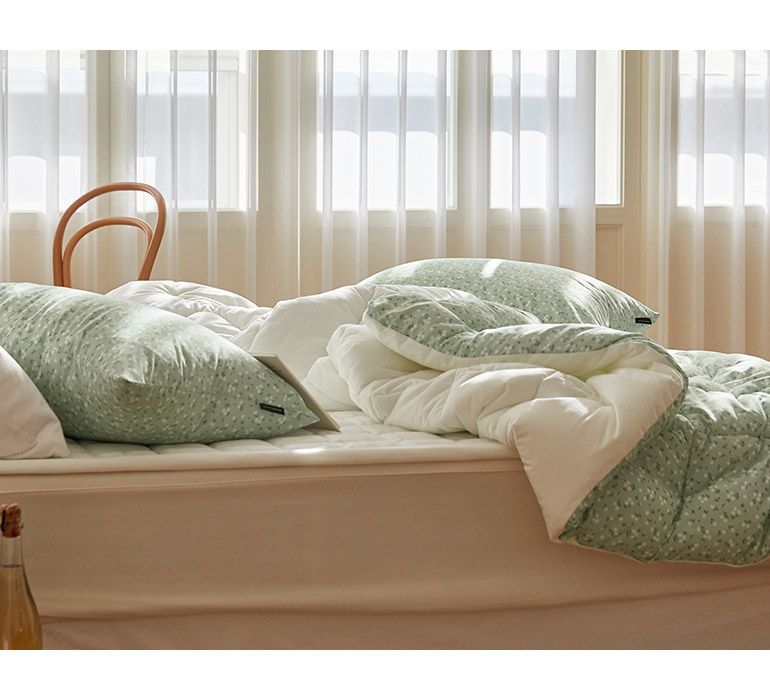 韓國 Maatila - 可水洗超細纖維桃皮感棉被(冬被)-綠庭院花圃