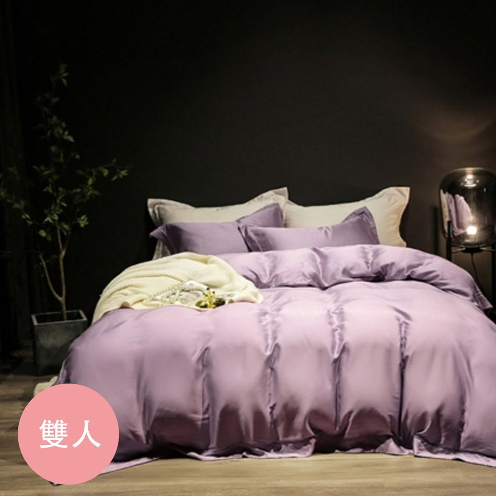Pure One - 吸濕排汗天絲-炫紫色-雙人四件式床包鋪棉被套組