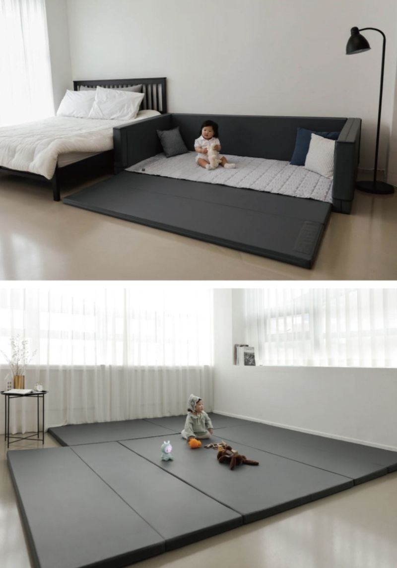 韓國 BeBe Clair - 城堡圍欄-加大款-Vanilla Beige香草天空-120*160*50cm