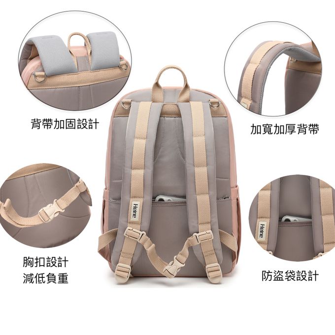 Heine 海恩 - Heine 海恩 WIN-256 撞色尼龍後背包 流行後背包 女包 媽媽包-象牙淺藍