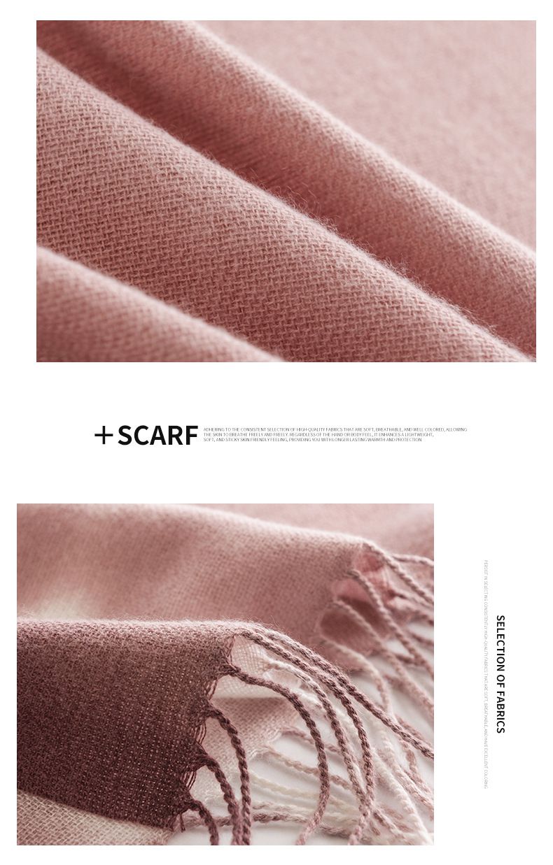 漸層優雅仿羊絨保暖圍巾-莫蘭迪綠 (200x65cm)