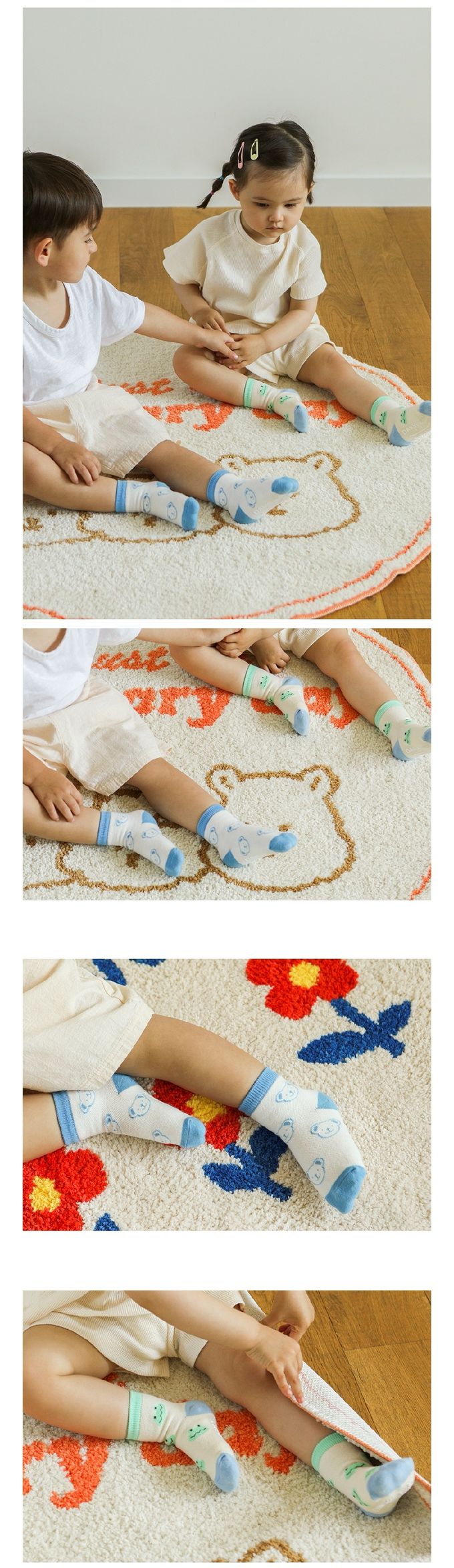 韓國 Daily Like - 兒童襪子/中筒襪4入組-透氣網眼