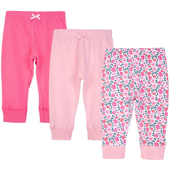 美國 Luvable Friends - 甜蜜寶貝100%純棉嬰幼兒長褲3件組-小碎花