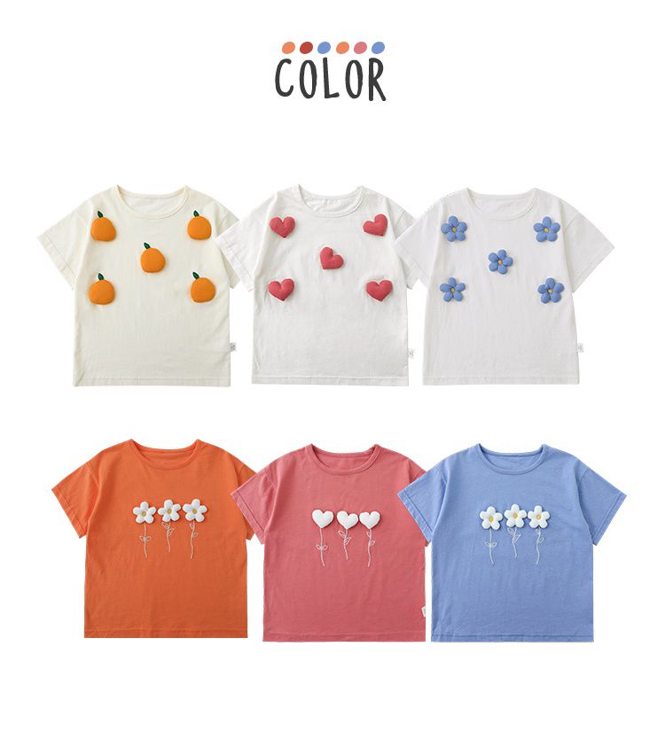 純棉立體圓領休閒短袖上衣-愛心-粉色