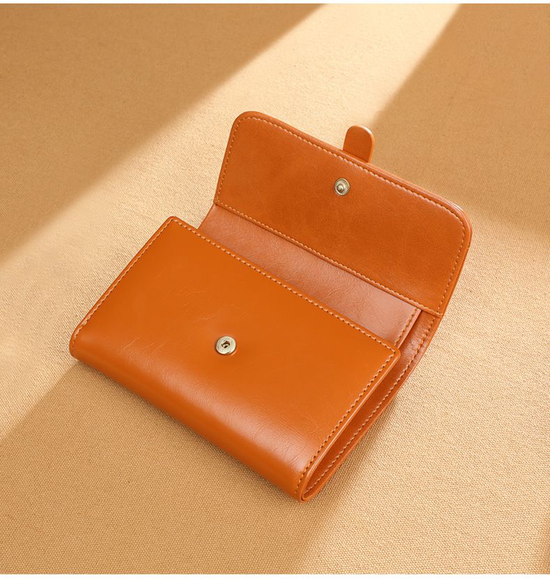 復古真皮三折短夾-黑色 (14.5x3x10cm)