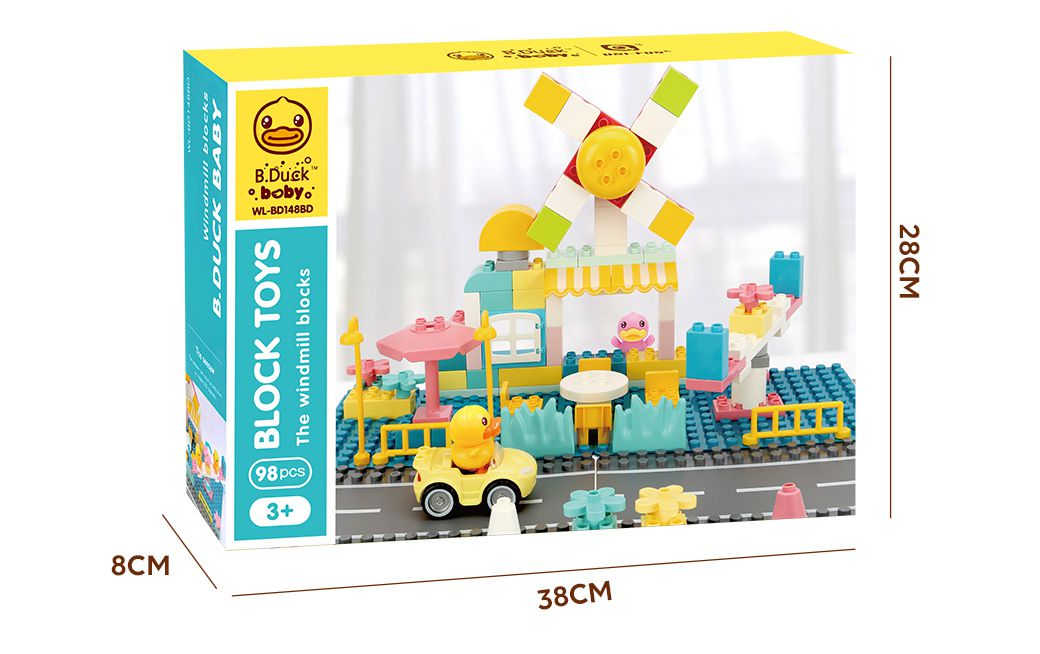 B.Duck 小黃鴨 - 風車咖啡廳大顆粒積木 98PCS_得寶相容-36個月以上