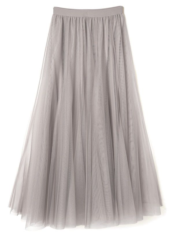 日本 GRL - 飄逸顯瘦雙層傘紗裙-天使白 (M)