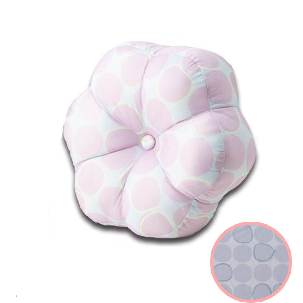 日本小泉 - 節電對策 涼感小花午造型睡枕/靠枕-清爽點點-質感灰 (φ44×12cm)