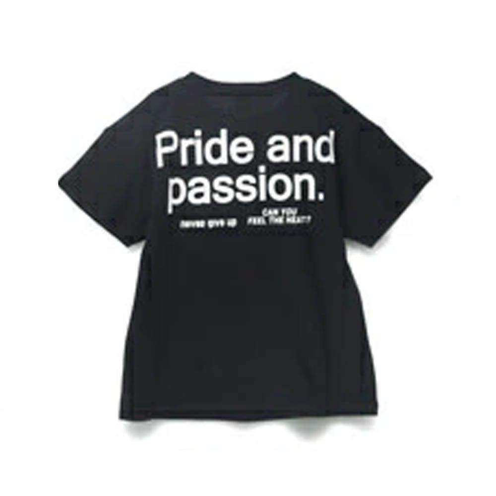 100%棉 個性標語短袖上衣-Pride and passion-黑