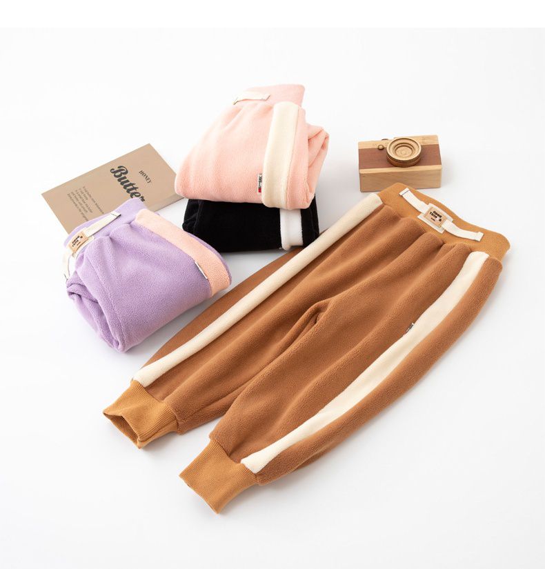 FANMOU - 加絨腰鬆緊束口休閒長褲-粉色