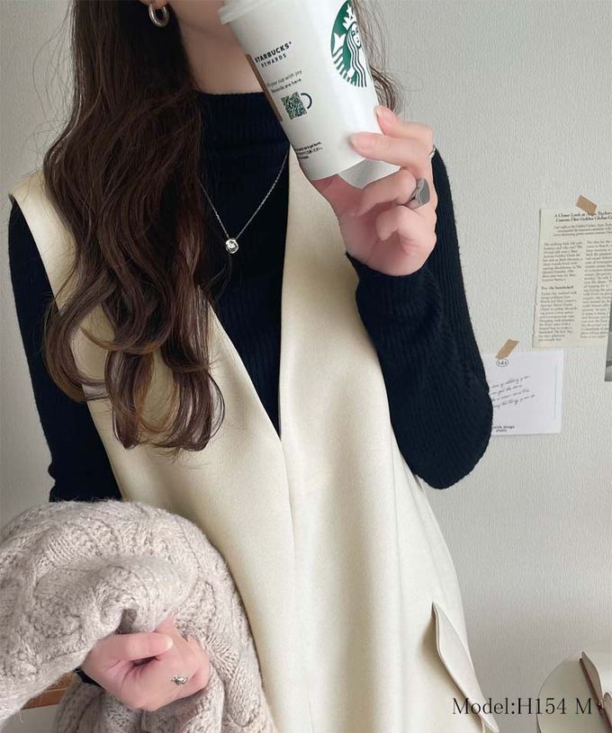 日本 Classical Elf - 簡約深V領氣質線條背心裙-炭灰