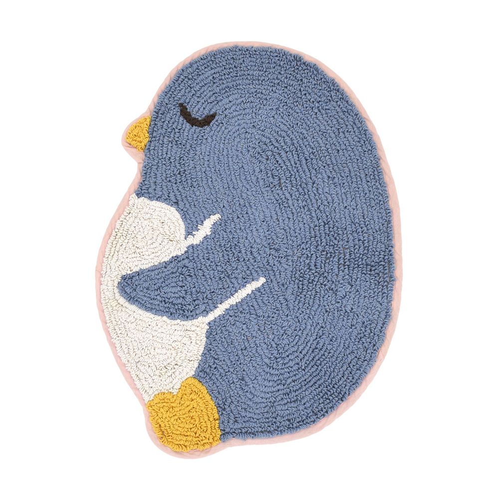 日本 TOMO - 可愛動物地墊/腳踏墊-瞌睡企鵝-藍 (約40x55cm)