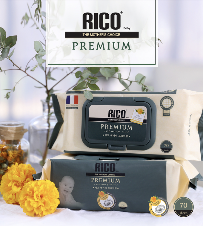 韓國RICO baby - 金盞花有機天然超厚款濕紙巾(Premium-70抽)－12入