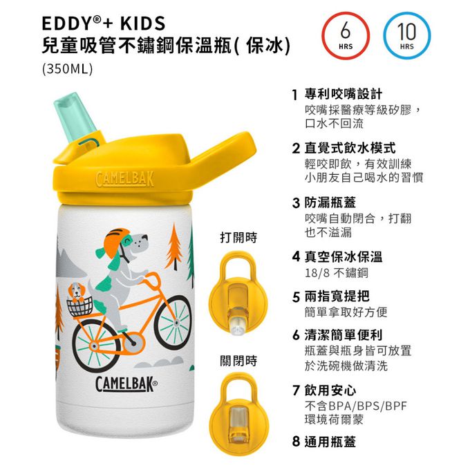 CamelBak - eddy+ 兒童吸管雙層不鏽鋼保溫瓶-飛天獨角獸 (350ML)