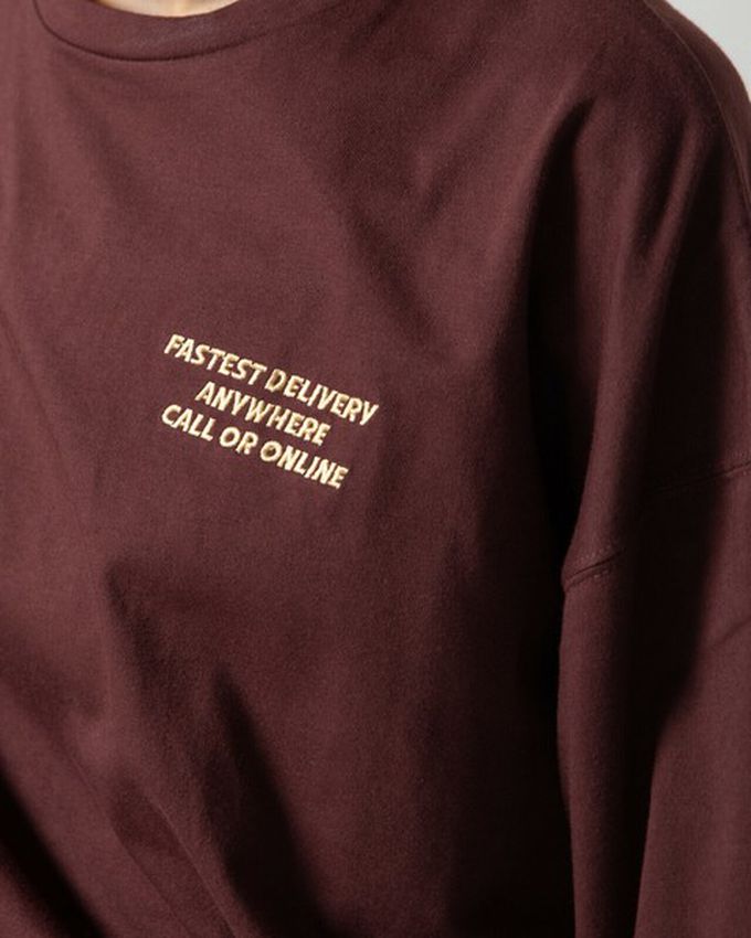 日本 gleam - 俏皮美式漢堡泡棉印花長袖T恤-煙燻藍