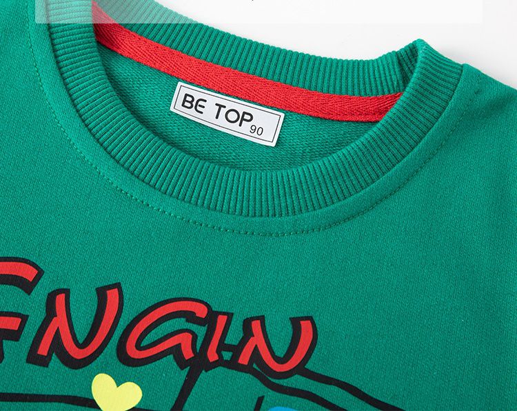 純棉圓領長袖上衣/大學T-合作的工程車車-深藍色