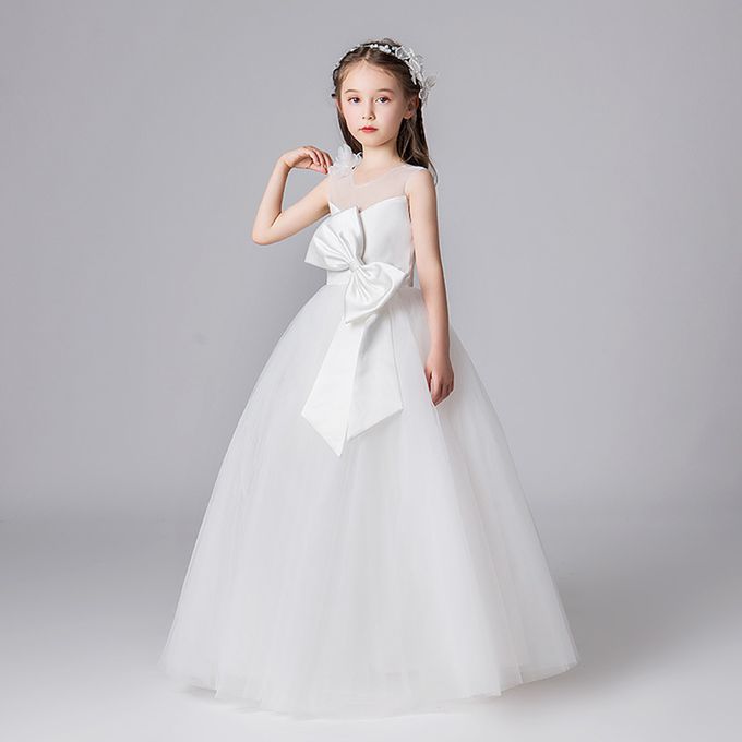 甜美氣質高級婚紗貢緞大蝴蝶結無袖長禮服