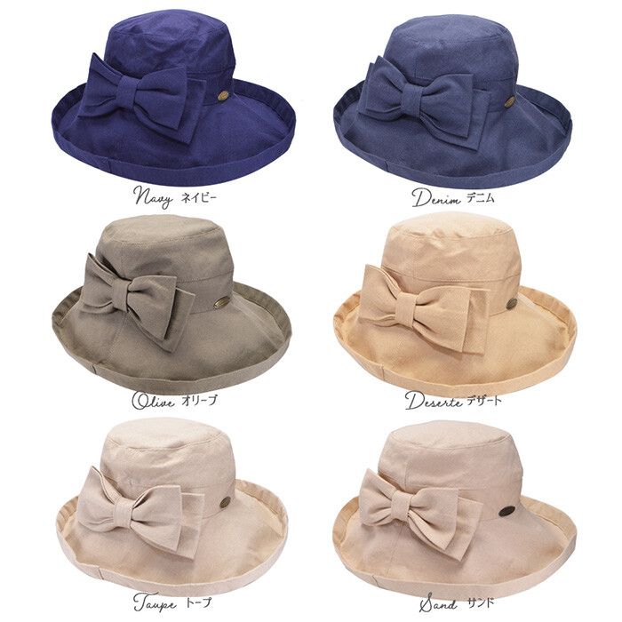 日本服飾代購 - (媽媽)UPF50+ 純棉大帽簷遮陽帽-蝴蝶結款-深墨綠 (56-60cm)