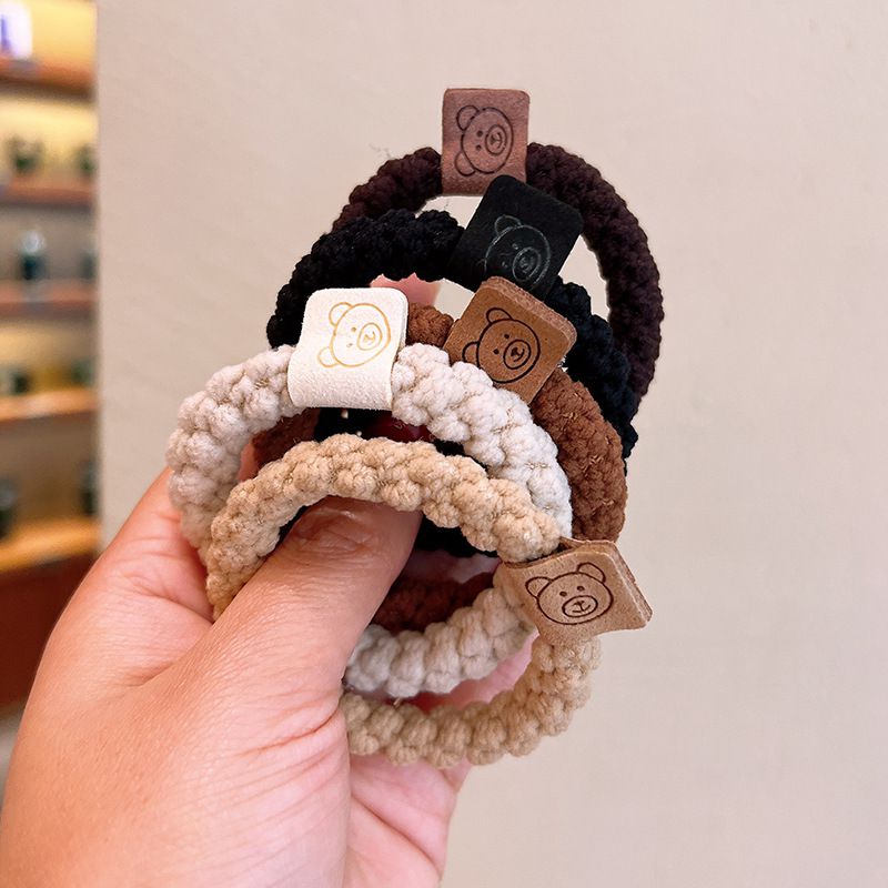 泰迪絨高彈力百搭髪圈(10入組)-熊熊-混色