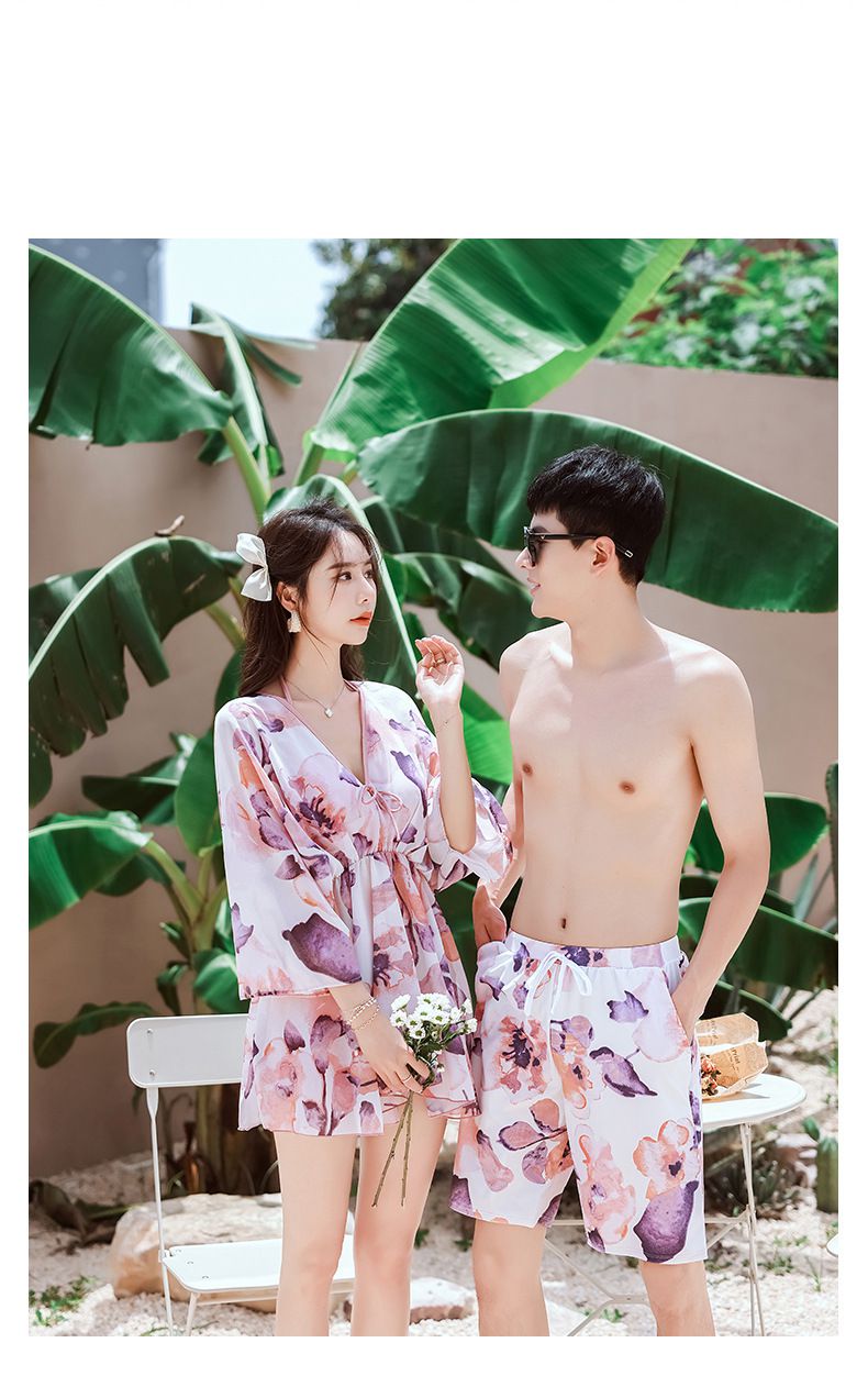 男士泳褲-唯美花瓣-紫+粉-直播專屬