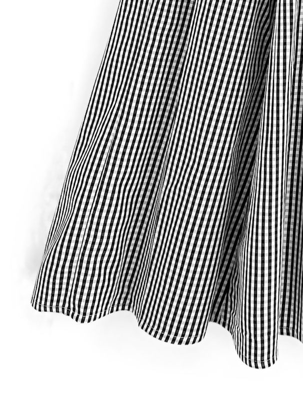 日本 GRL - 文藝少女飄逸格紋長裙-黑 (M)