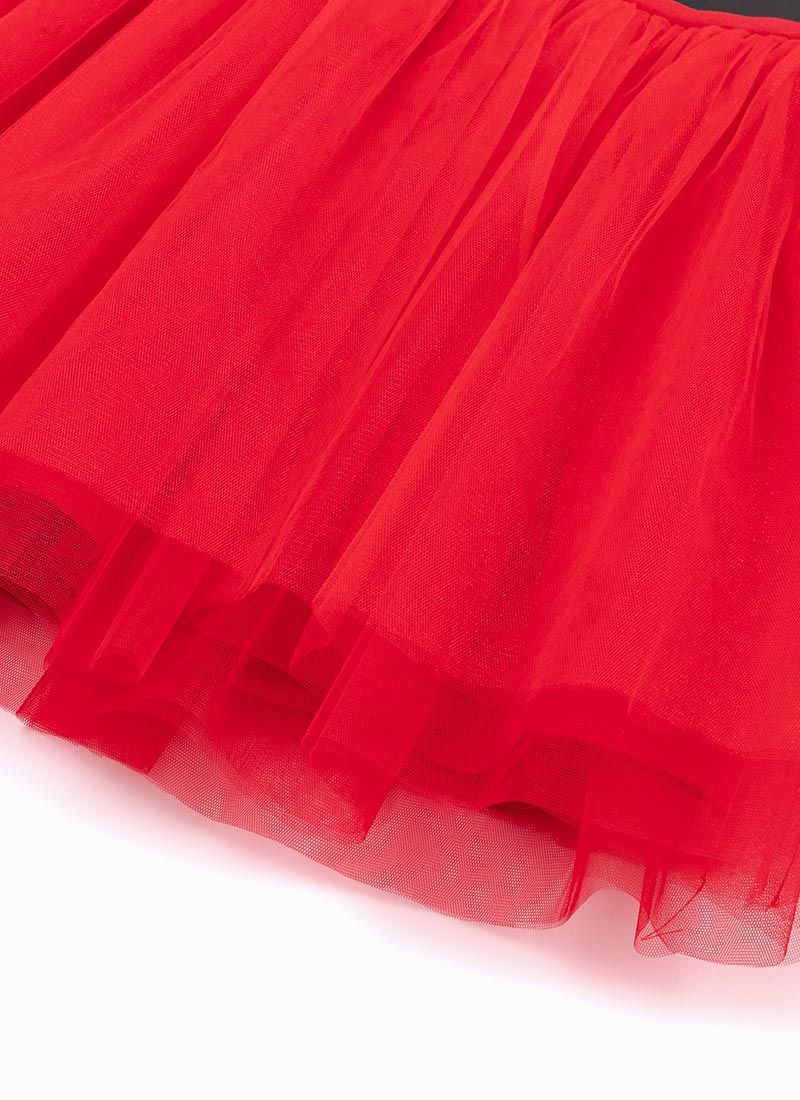 韓國 OZKIZ - (裏起毛,附髮飾)聖誕女孩網紗洋裝