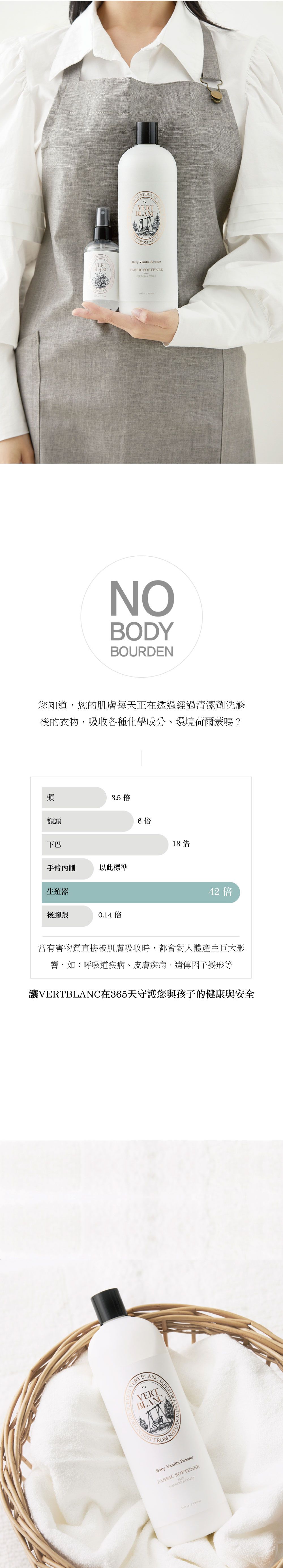 韓國 VERTBLANC - 寶寶天然衣物柔軟精-白色爽身粉-1000ml