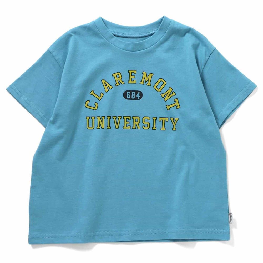 [必收] 百搭美式印花短袖上衣-英文logo-藍綠