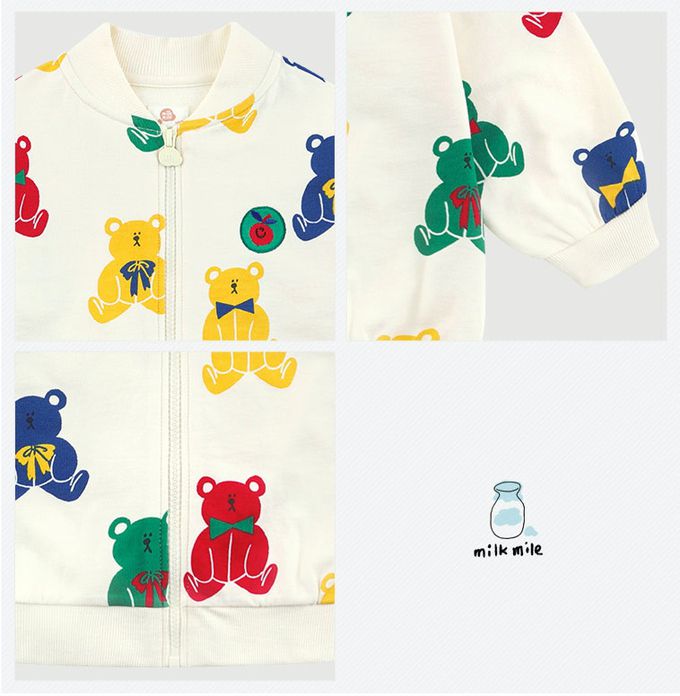 韓國 milk mile - 彩色果凍熊印拉鍊外套