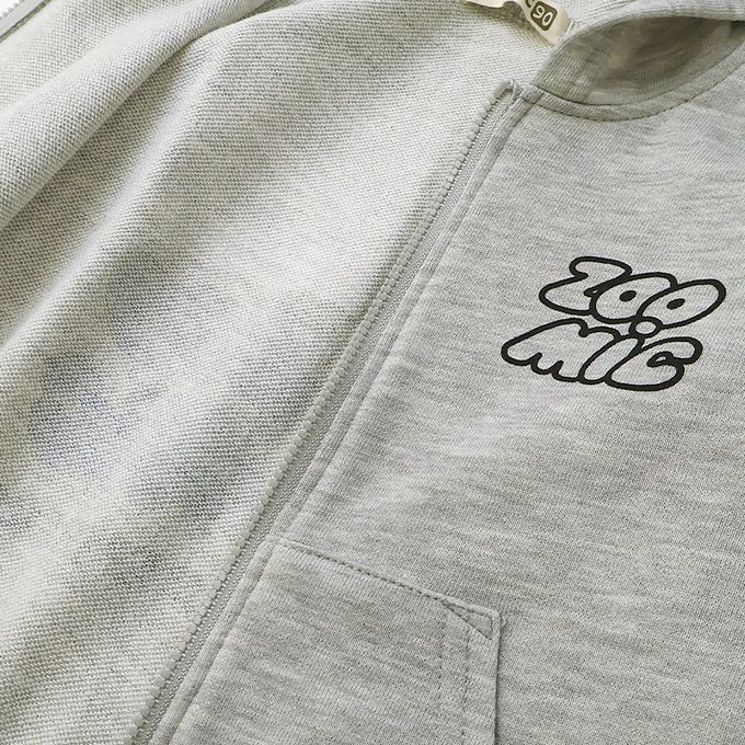 日本 ZOOLAND - 熊熊出遊印花休閒連帽外套-淺卡其