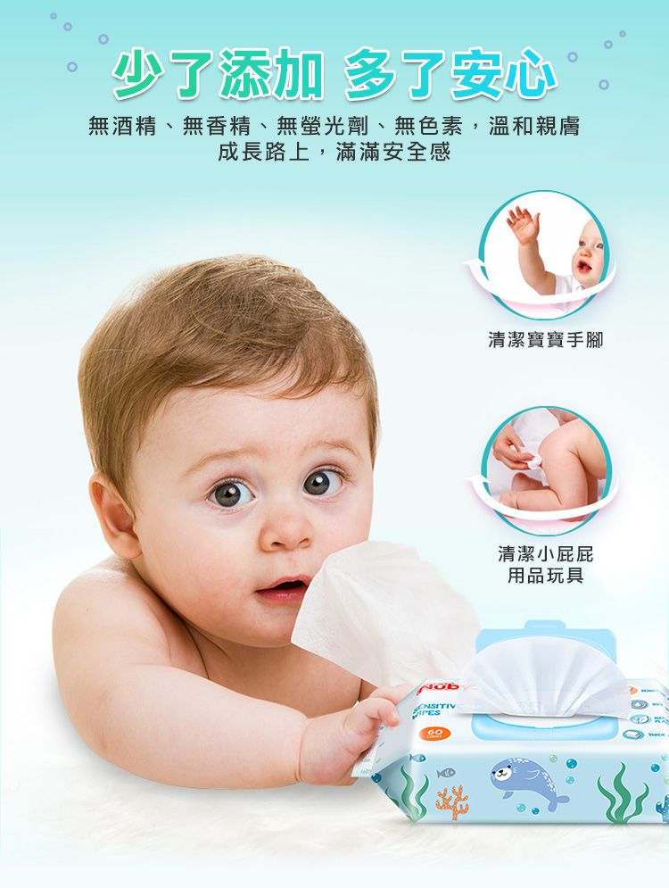 Nuby - 海洋系列極厚柔濕巾-60抽/16入(箱購）