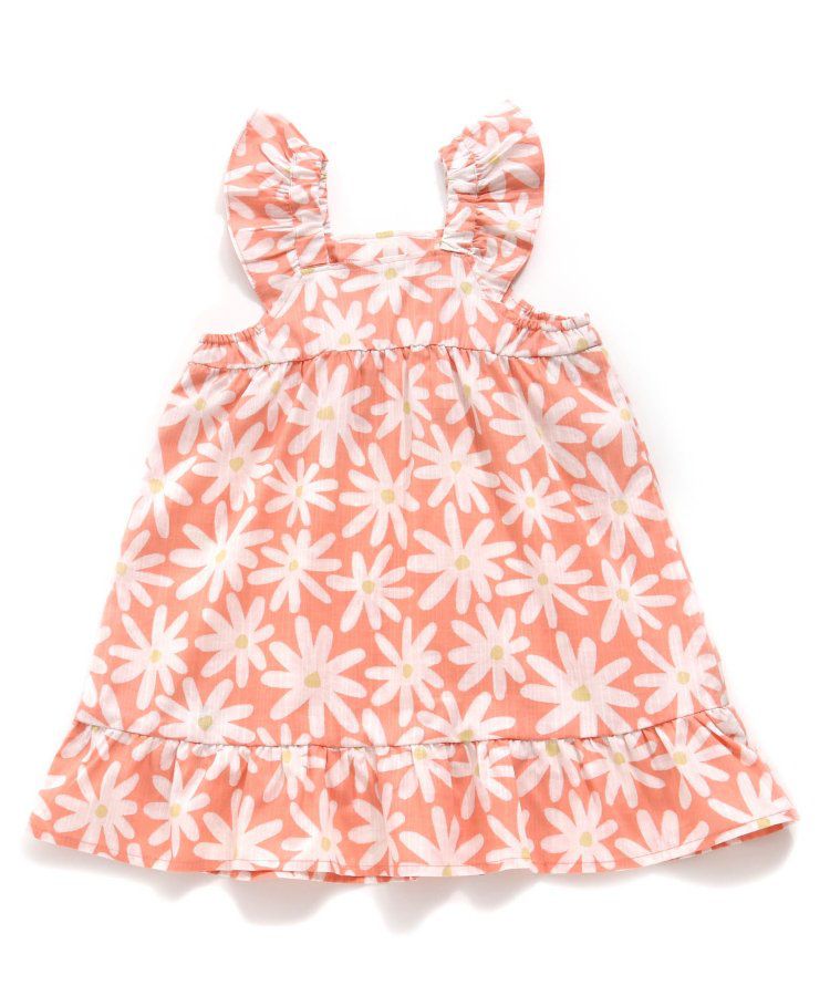 日本 BREEZE - 滿版度假印花傘狀無袖洋裝-紫x米