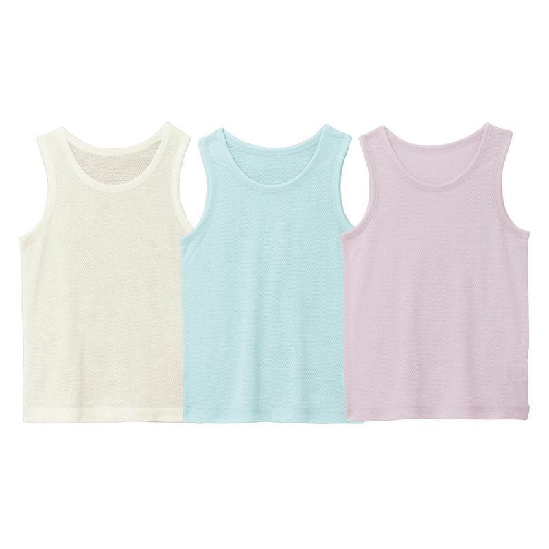 日本千趣會 - GITA 純棉涼爽洞洞背心超值三件組-白X綠X香蕉