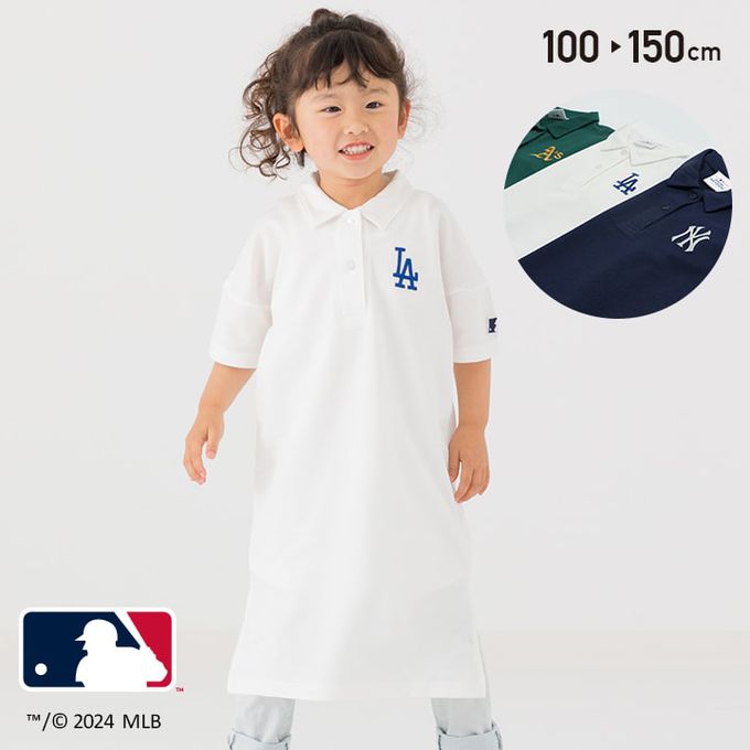 日本 Chil2 - MLB聯名 polo衫短袖洋裝-洛杉磯道奇-白