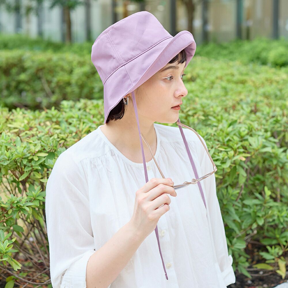 日本女裝代購 - 可折疊 抗UV防潑水綁帶遮陽帽-檸檬黃 (F(頭圍58cm))