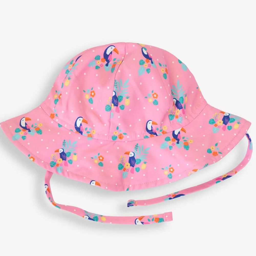英國 JoJo Maman BeBe - 嬰幼兒/兒童泳裝戲水UPF50+綁帶遮陽帽-彩虹樂園2