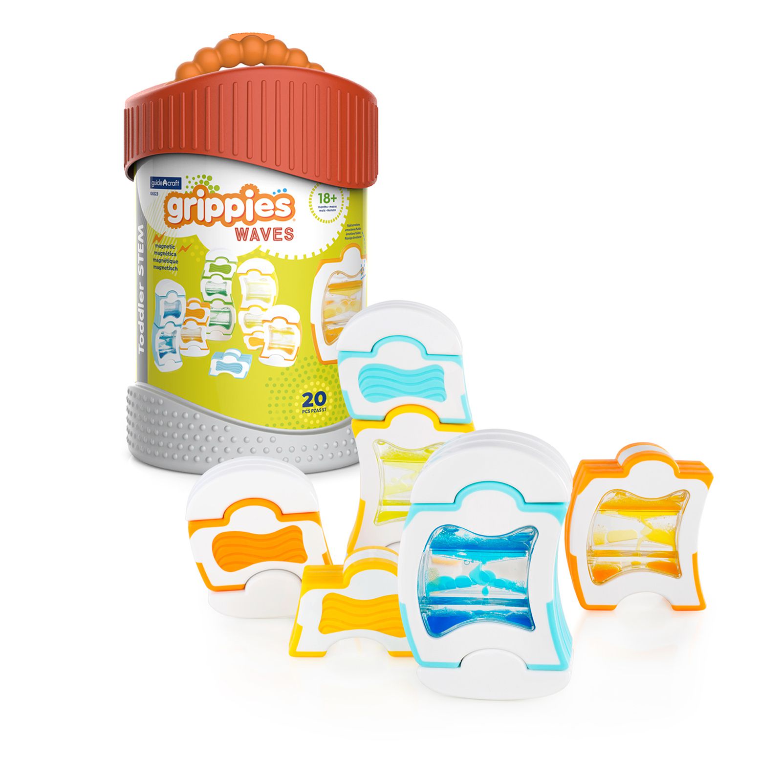 美國 guidecraft - 觸覺磁力波浪積木-20件