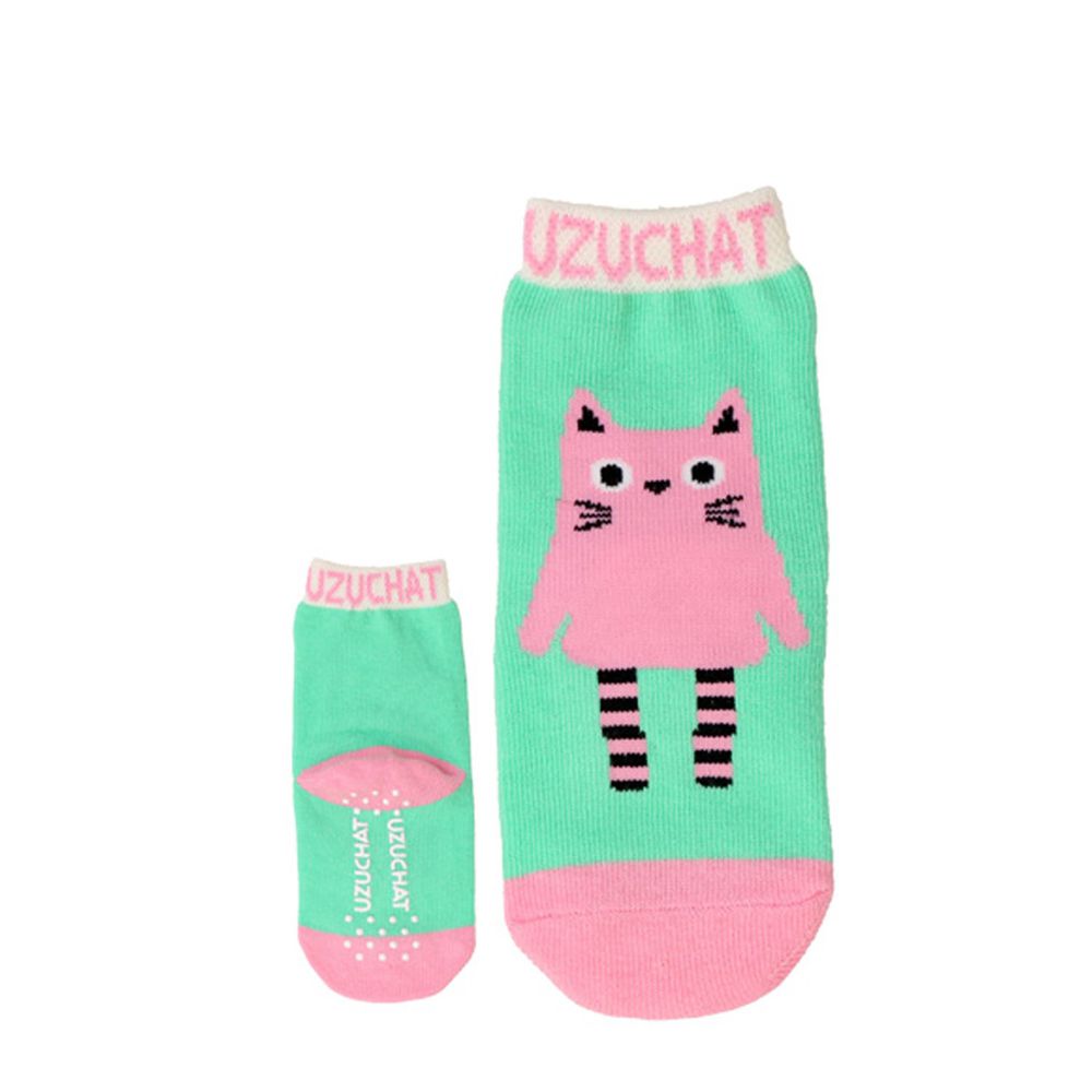 日本 ZOOLAND - 兒童短襪-B全身粉貓 (9-15cm)