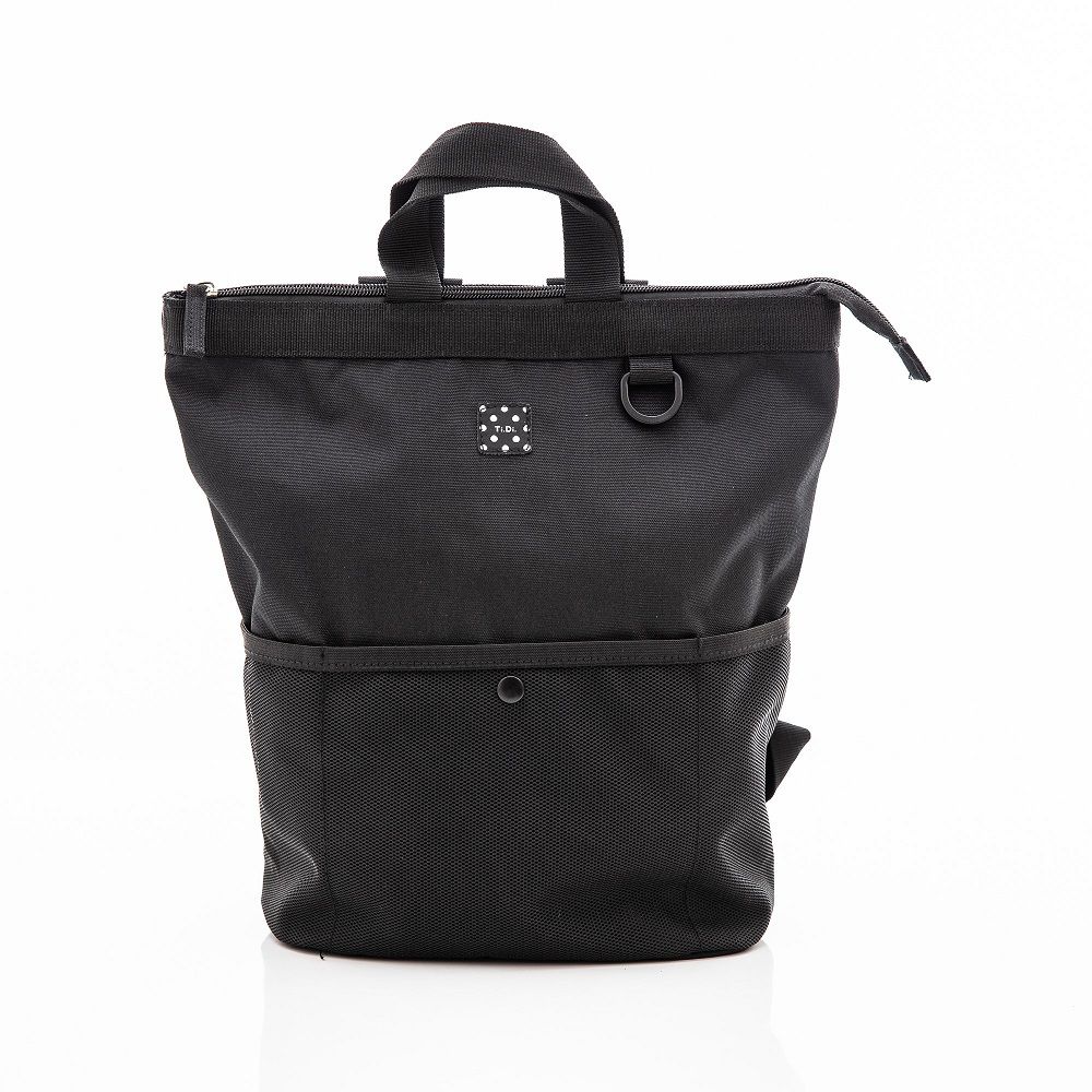 大嘴巴寬口後背包 M 號-個性黑