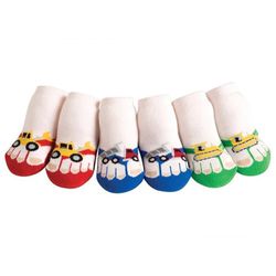美國 Jazzy Toes - 時尚造型棉襪/止滑襪/假鞋襪/嬰兒襪_三入禮盒組-工程車組