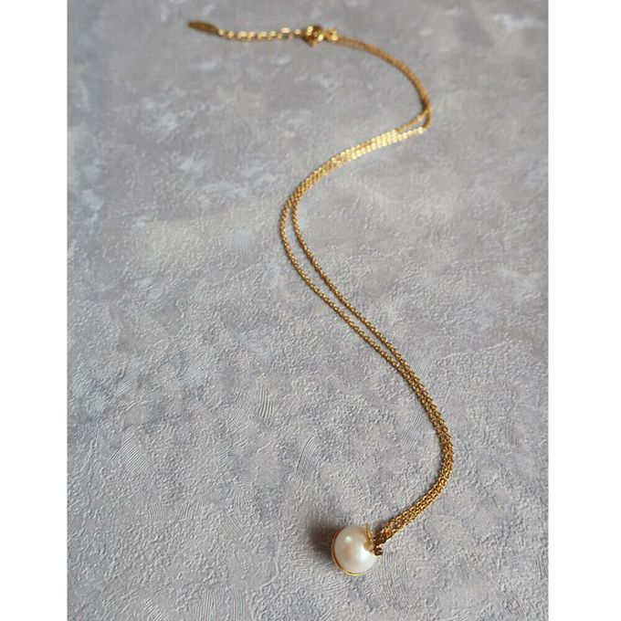 日本 Melody Accessory - 日本製 蝴蝶翩翩唯美單顆珍珠項鏈-玫瑰金