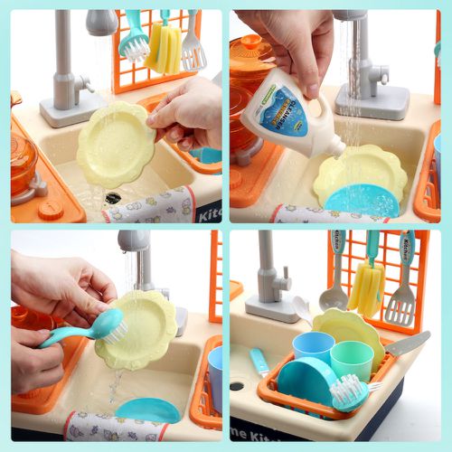 【盒損福利品】聲光噴霧桌上型廚房料理台套裝玩具36件組
