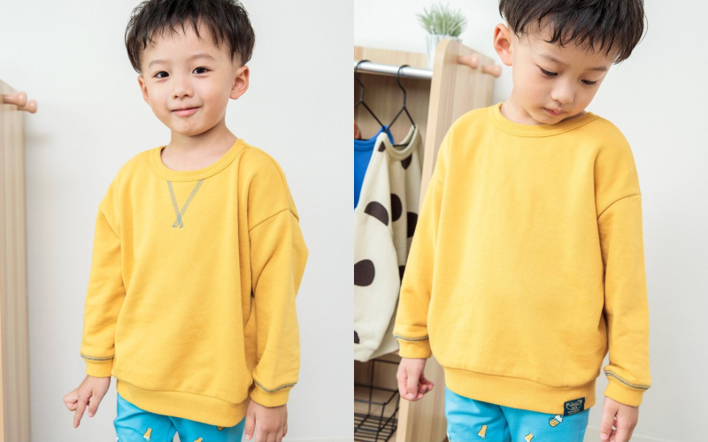 日本 BREEZE - 正反OK！圓領百搭長袖大學T-綠松石