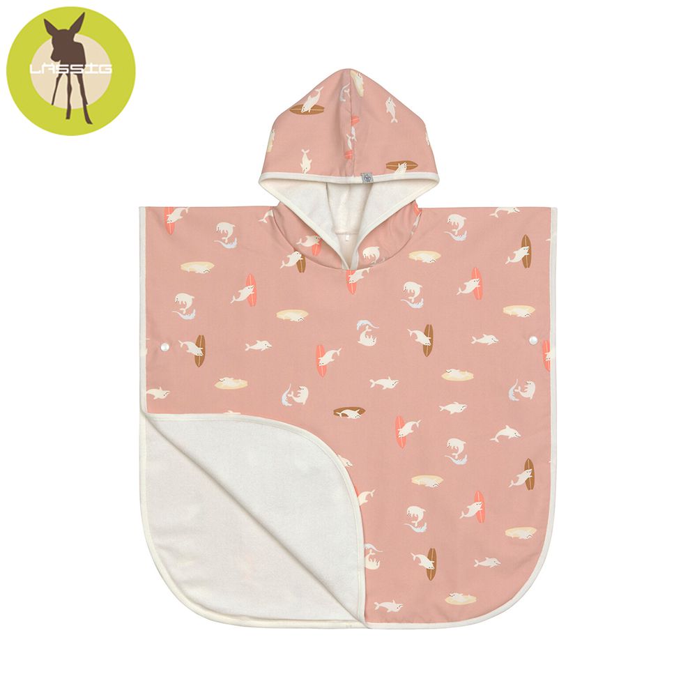 嬰幼兒抗UV斗篷沙灘巾-海豚粉 (120-60cm)