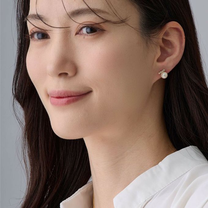 日本 Melody Accessory - 日本製 低調甜心閃耀水鑽珍珠耳環-耳針