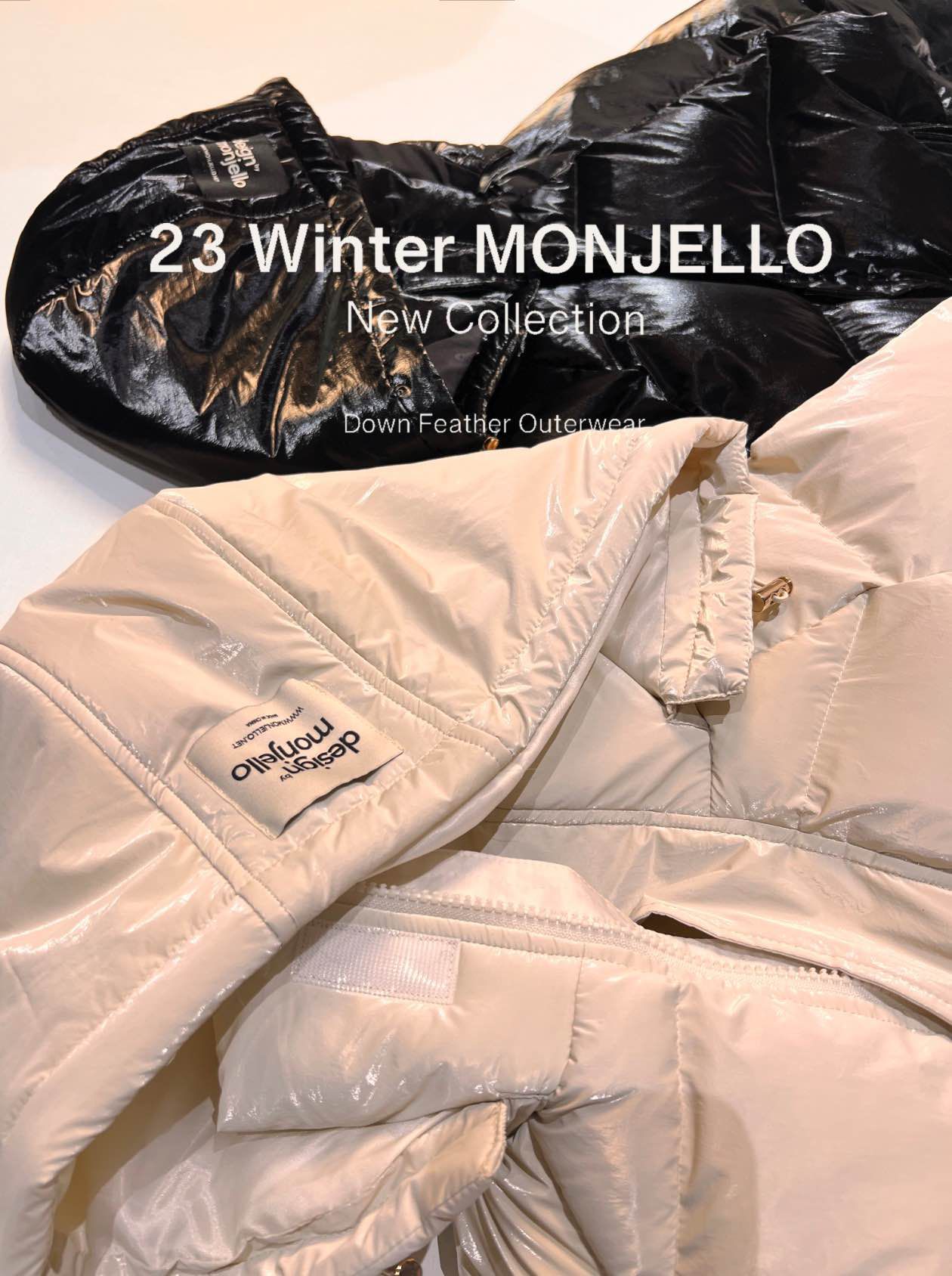 韓國 MONJELLO - (100%鴨絨)極暖立領短版羽絨外套-黑