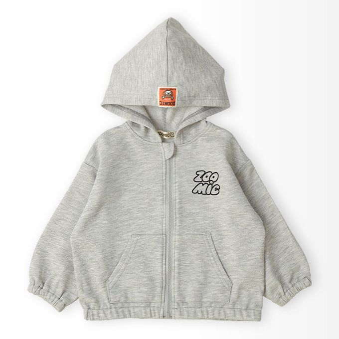 日本 ZOOLAND - 熊熊出遊印花休閒連帽外套-灰